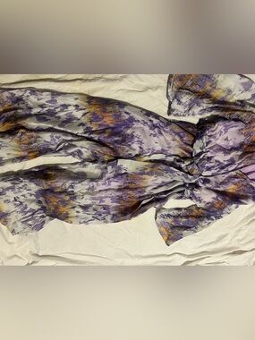 Purple and Gold Printed Silk jumpsuit